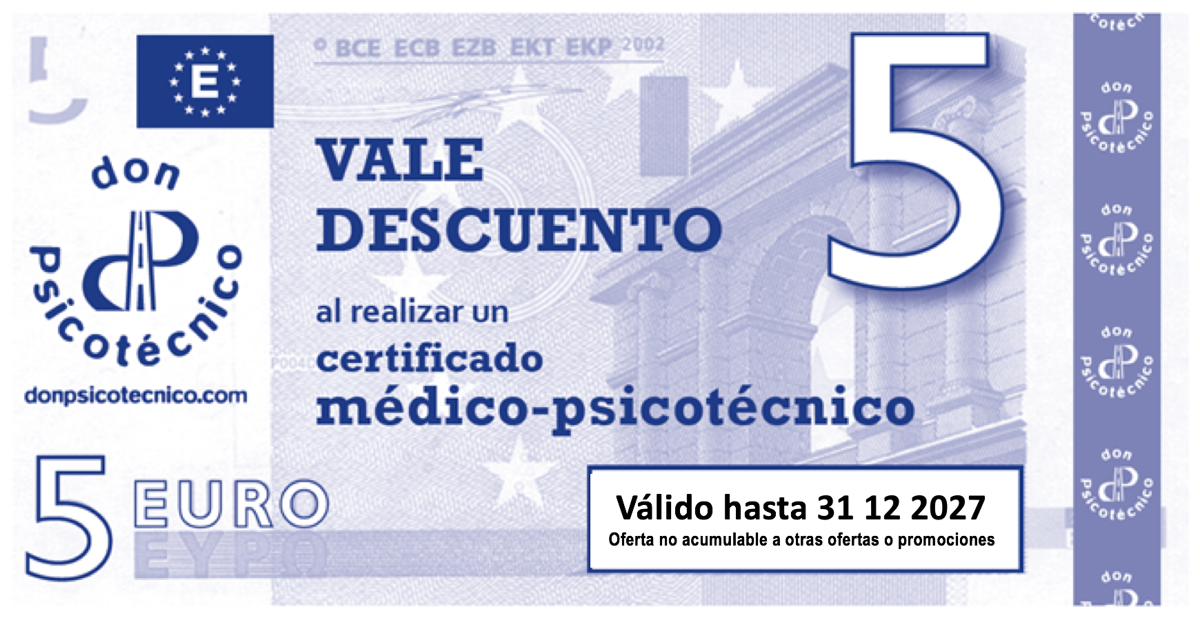 Imagen del vale descuento de cinco euros válido hasta 2027